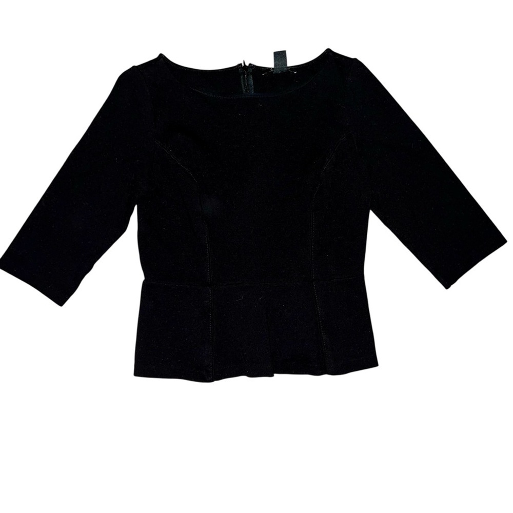 White House Black Market Fitted Peplum Blouse Black size small